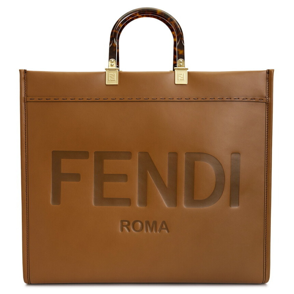 FENDI FF Jacquard Shopper Tote Shoulder Bag Brown
